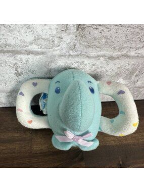 Vintage  Playskool Rattle Pals 80's Elephant blue Plush Rattle 6" 4855